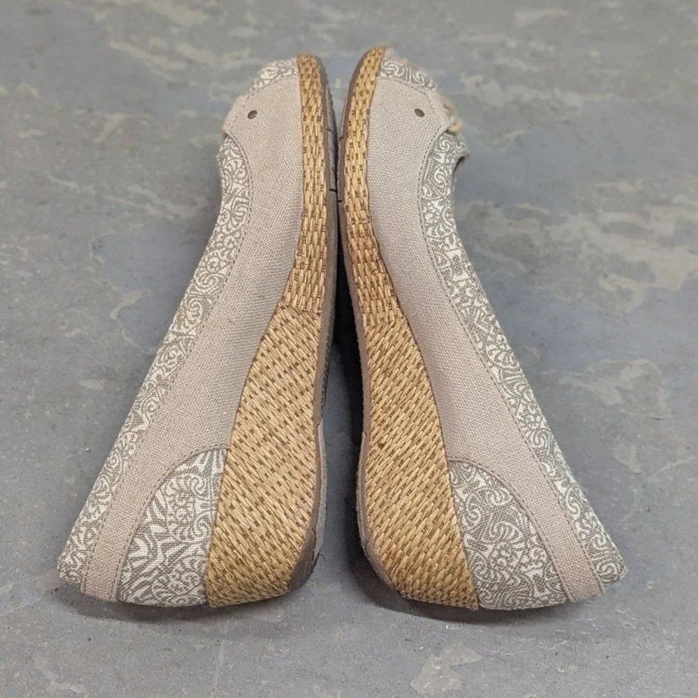 Cottagecore Coastal Grasshoppers Beige & Khaki‎ Espadrille Peep Toe Wedges 7.5